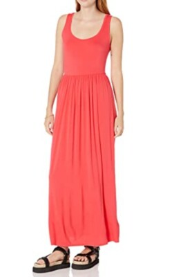 Amazon Essentials Women's Tank Waisted Maxi Dress Size XS  Rose Red New ln pack.
