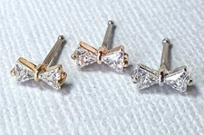 1pc CZ Ribbon 20g Nose Ring Stud Bone 316L Surgical Steel