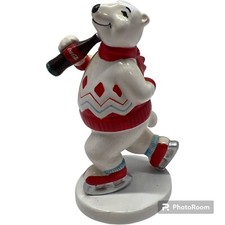 Coca Cola Ceramic Bear Figurine Always Ice Skating 1995