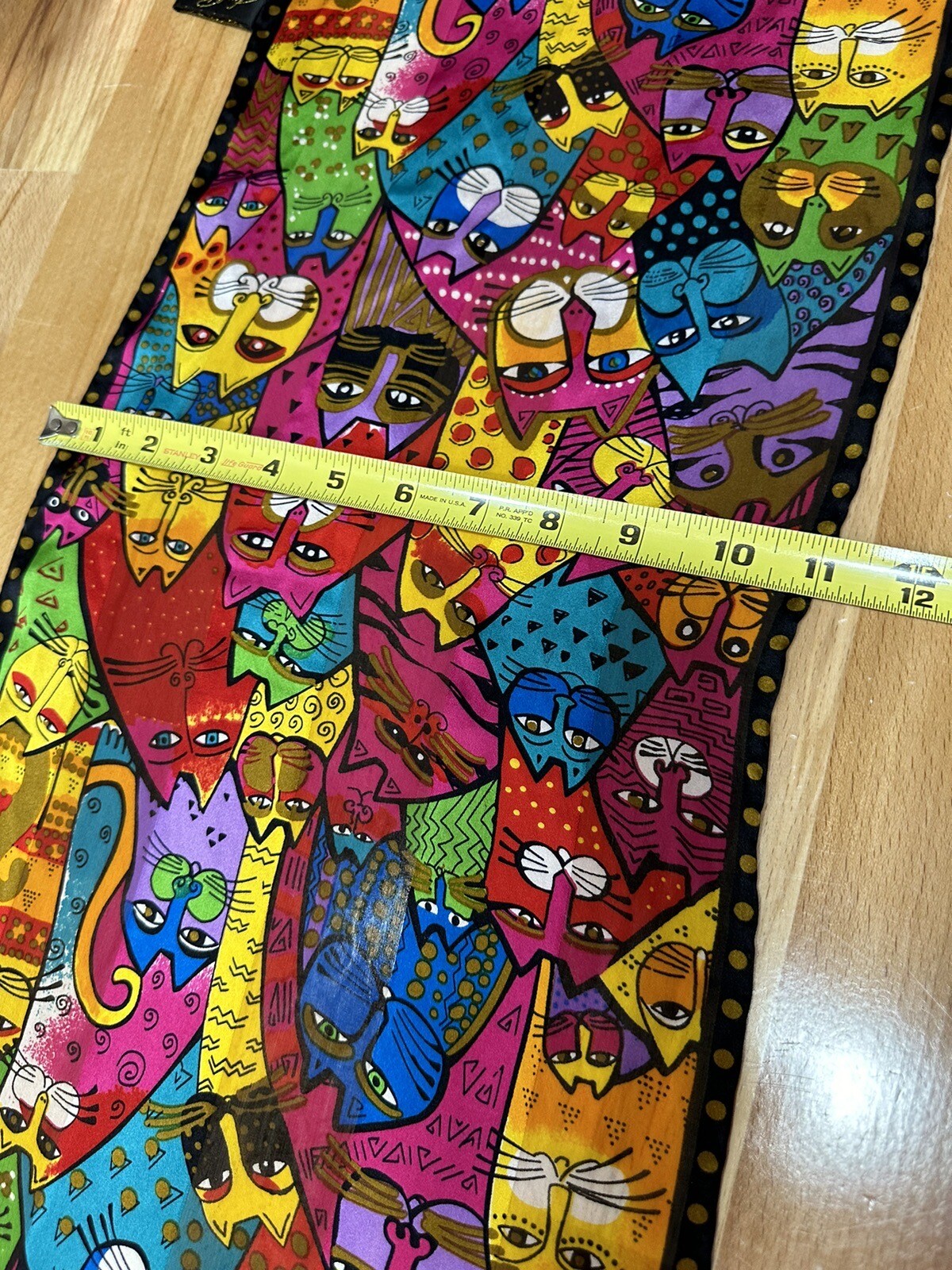 Laurel Burch Multi Cat Rectangular Silk Scarf Vib… - image 6
