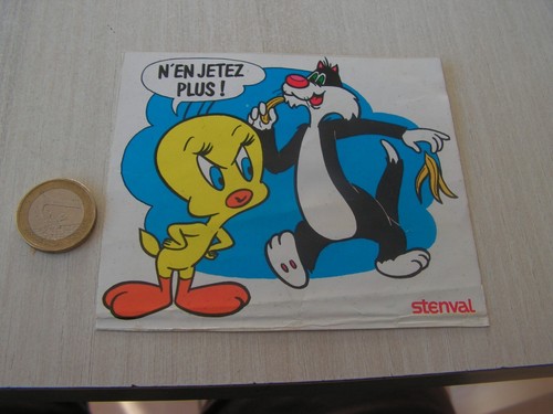 autocollant publicité STENVAL TITI ET GROS MINET ( aut 1