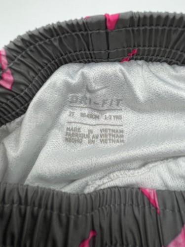 Nike Dri Fit Girls Pink & Gray Swoosh Shorts Size 2T Logo Toddler Pants - Picture 3 of 3