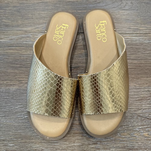 Sandali donna Franco Sarto Rye flat slide, oro taglia 5 USA - Foto 6 di 18