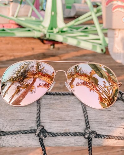 Flat Top Flare Lens Aviator Women Sunglasses GOLD ROSE PINK Style SHADZ - Picture 12 of 17