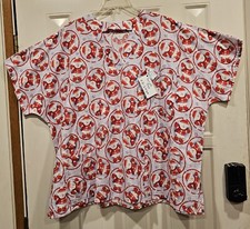 Christmas Red Mitten Snowman Scrub Top 2X-Large Butterick B4946 Homemade NEW 