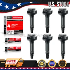 Ignition Coil UF553 & SP589 Spark Plug for Ford Lincoln Mazda 3.7L 3.5L SP520