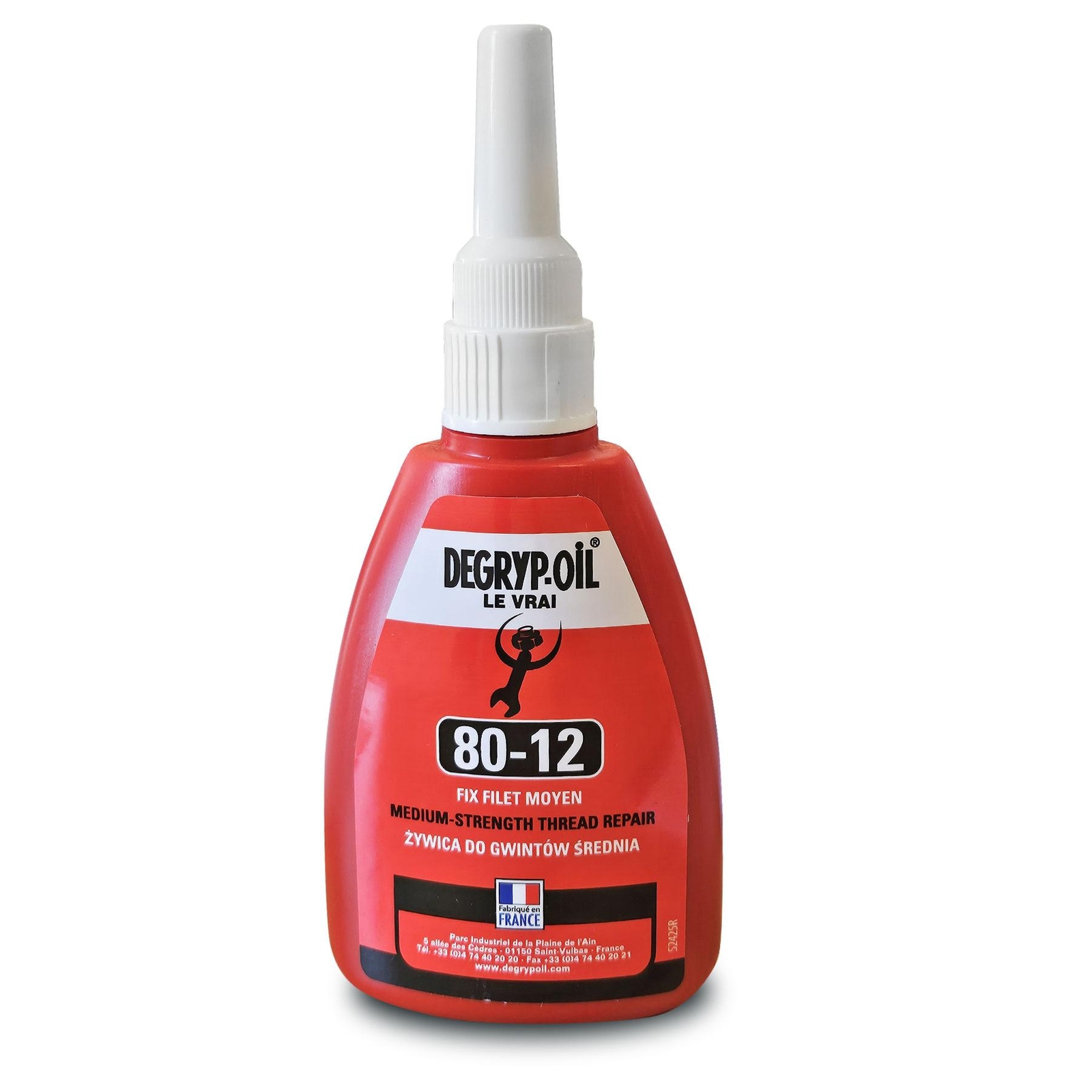 Frein filet moyen Degryp-Oil anti vibration pour étanchéité de boulonnerie 50 ml