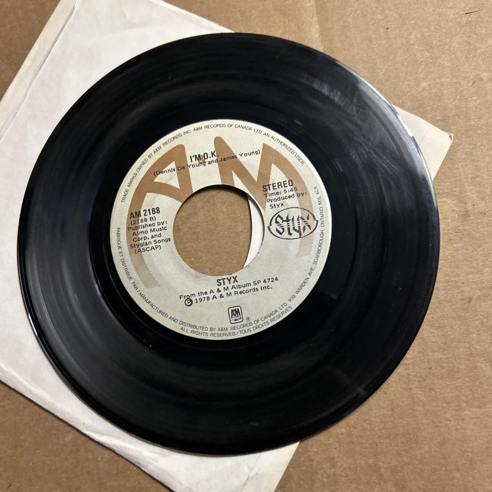 STYX Babe/I Am Ok 1978 A&M Records 45 - Image 3 of 4