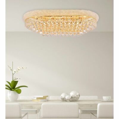Flush Mount Crystal Chandelier Dining Room Kitchen Island Light Fixture 36''