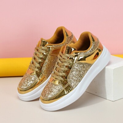 Herren Damen Freizeit Sneaker Sportschuhe Dicker BodenPailletten Laufenschuhe DE