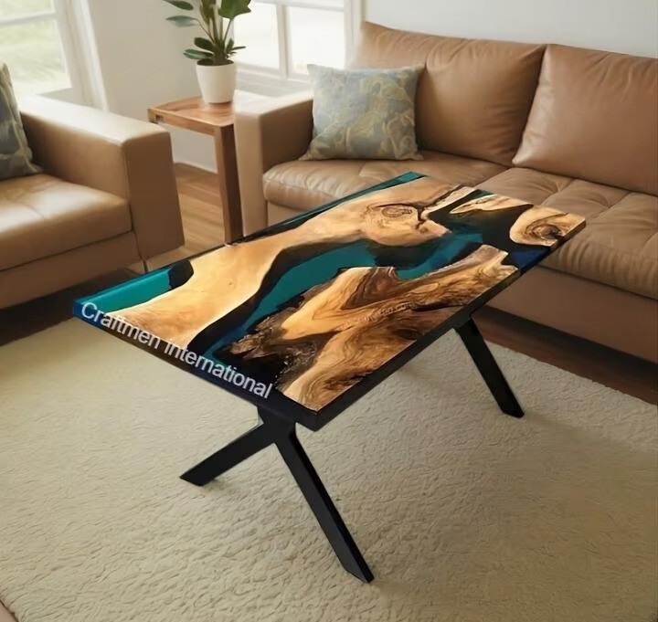 Green River Epoxy table, Epoxy Wooden table, Home Decor Furniture, Handmade