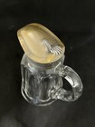 Vintage Hand blown Glass Syrup Pitcher With Welded Pewter Gold Silver Tone Lid — photo 5