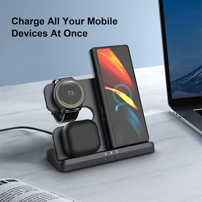 Wireless Charger 3in1 Station For Samsung S24 Ultra S25 Galaxy Watch Ultra 7 6 5