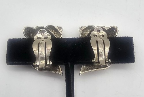 Les Bernard Clip EARRINGS Silvertone Stylized Conch Art Beauty Fashion - Picture 4 of 6