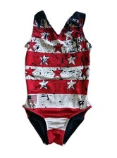 GK ELITE Gymnastics Leotard Patriotic Team USA Star Replica Olympics CM Youth M
