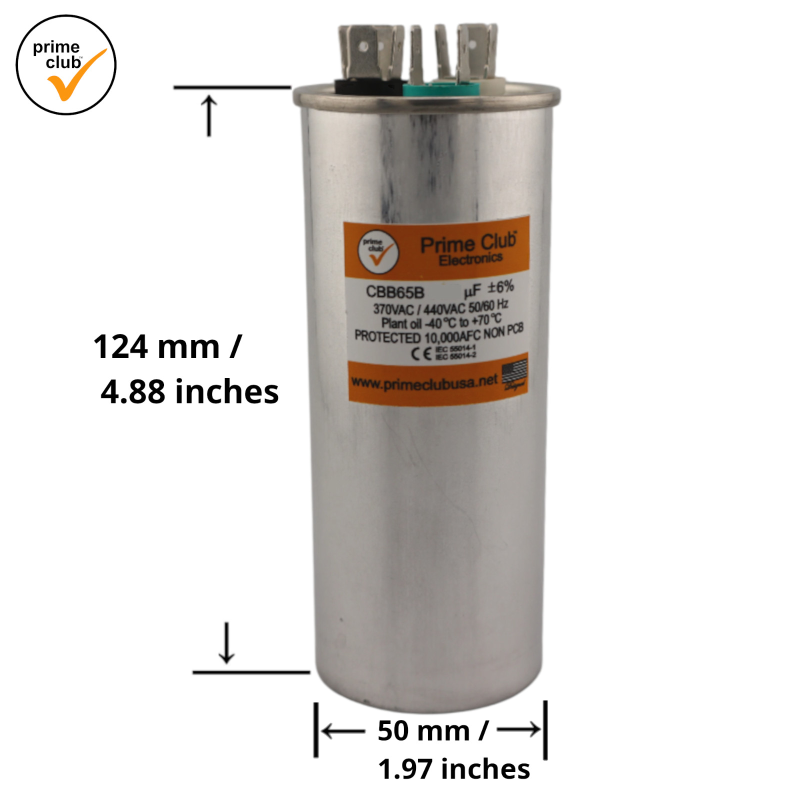 45+5 uF 6% 370V/440VAC Dual Round Capacitor Carrier Lennox Goodman Genteq Capcom