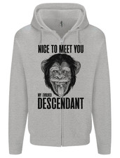 Chimp Evolved Dessendant Funny Monkey Ape Mens Zip Up Hoodie