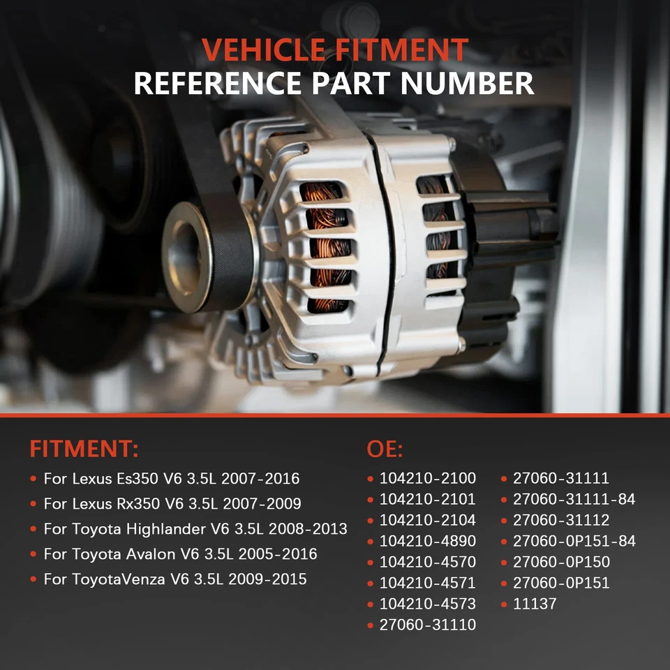 Alternador nuevo para Lexus Es350 2007 2008 2009 2010 2011 2012 2013 2014 2015 2016 Foto 2 de 4