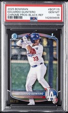 2025 BOWMAN CHROME PROSPECTS BLACK REFRACTOR EDUARDO QUINTERO 4/10 PSA 10