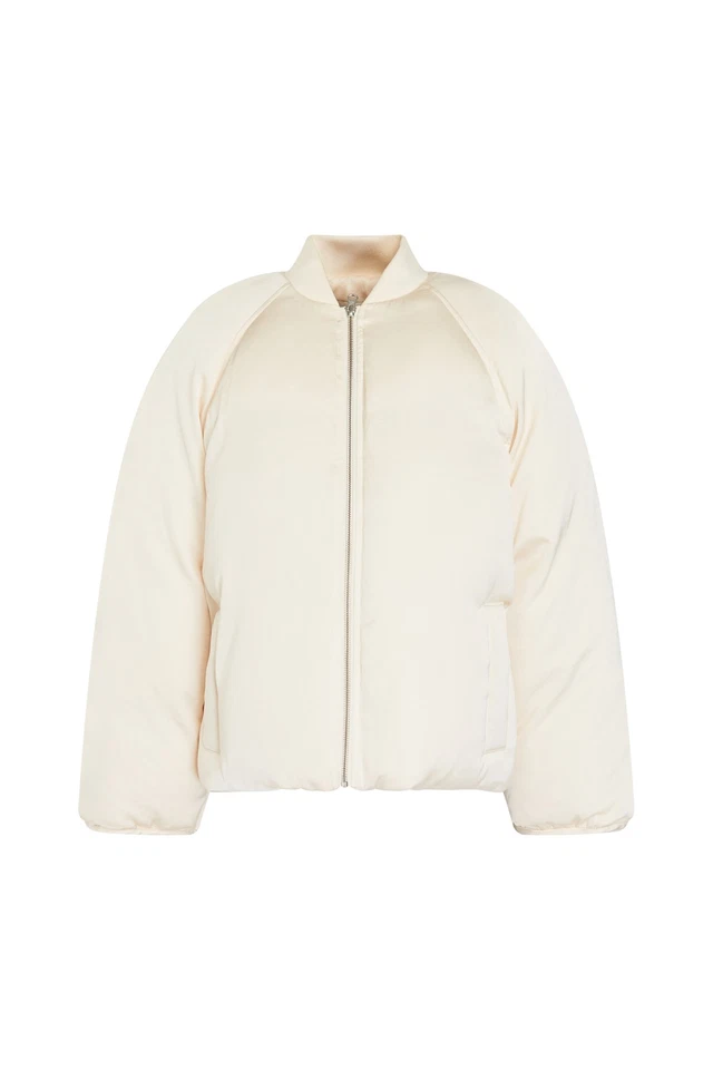 RRP €765 LOULOU STUDIO Dion Satin Bomber Jacket Size S Padded Drawcord Hem - Image 3 of 4