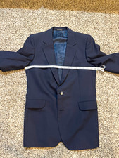 Vintage 1980s Yves Saint Laurent Navy Wool 3-Piece Suit 38R 36W Long