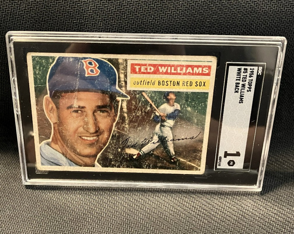 1956 TOPPS #5 Ted Williams (white back) Boston Red Sox HOF SGC 1 Good