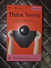 Thinx Teens Black Bikini Leakproof Period Underwear Size Large 13/14