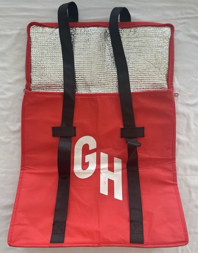 GRUBHUB Official Large 19"x18"x9” Insulated Food Delivery Carrying Tote Bag Red
