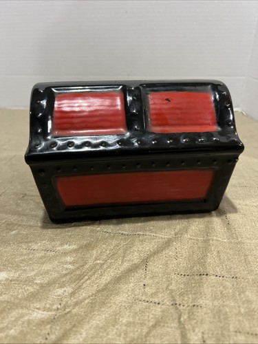 Vintage UNIKAT Keramik Sparschwein SCHATZTRUHE KLEE USA SELTEN Keramik - Bild 4 von 12