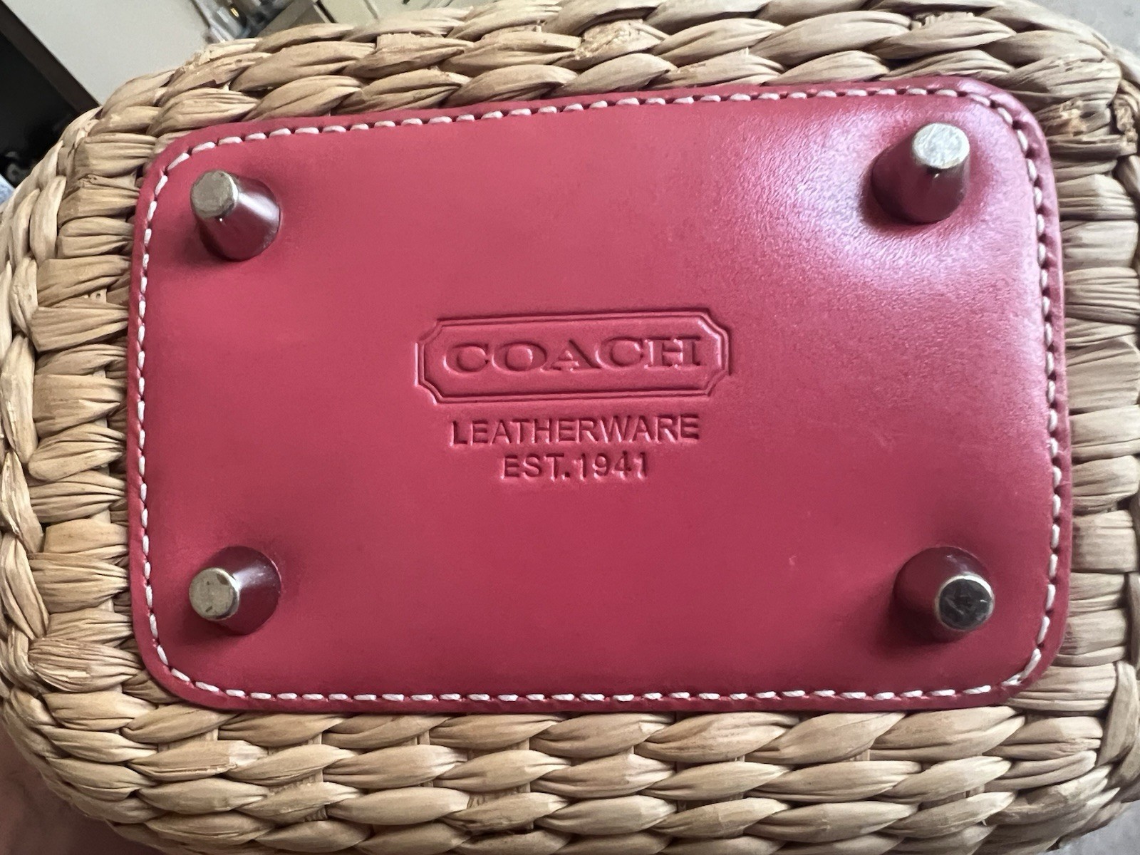 Coach Y2K Butterfly Straw Basket Bag Tote Pink Leathe… - Gem