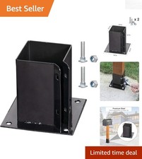 Robusta staffa di supporto palo recinzione in metallo nero 4x4 - facile installazione bullonata