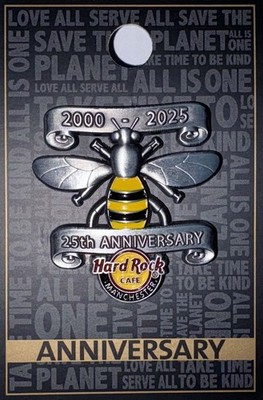 Hard Rock Cafe Manchester (CLOSED) 25th Anniversary 3D Worker Bee Pin 2025