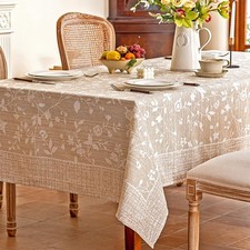 Tablecloth for Rectangle Table, Rustic Table Cloth Burlap Floral Tablecloth F...