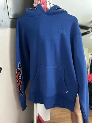 EPTM. Blue Flame Graphic Print Pullover Fleece Hoodie Men's Size S