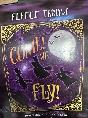 Come We Fly Fleece Blanket - Hocus Pocus Spirit 60'' x 50'' Purple and Black