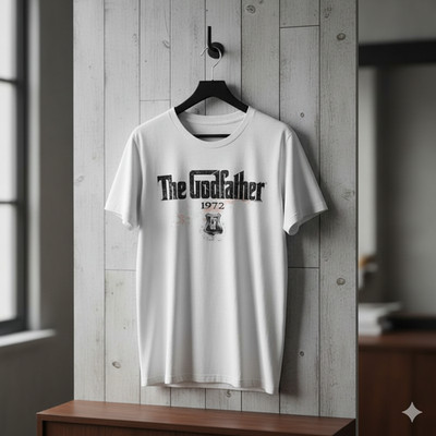 The Godfather 1972 Logo Graphic T-Shirt White Classic Mafia Movie Tee - T473