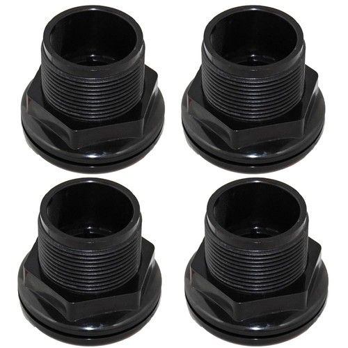1" Bulkhead Fitting Slip x Slip ABS Aquarium Pond Filters (4 Pack)