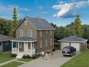 Walthers Cornerstone HO Two-story House With Garage Kit
