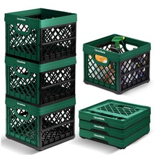 CleverMade Collapsible Milk Crates, Forest 3 Pack