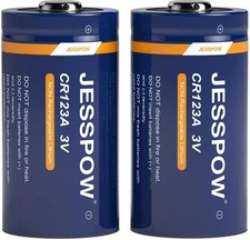 2 Pack CR123A 3V Lithium Battery, 123A Lithium Batteries 3 Volt High Power