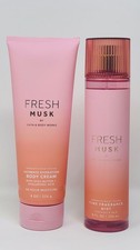 BATH BODY WORKS Fresh Musk Body Cream Fine Fragrance Mist Set NEW