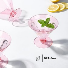 90+ PCS Pink Plastic Martini Glasses - 5oz Disposable Cocktail Coupe Glasses...