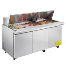 Stainless Sandwich Prep Fridge 18.7Cu.Ft with 30 Pans, Cutting Board