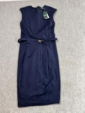 Lauren Ralph Lauren Dress Womens Small Navy Blue Sheath Belted Workwear Office
