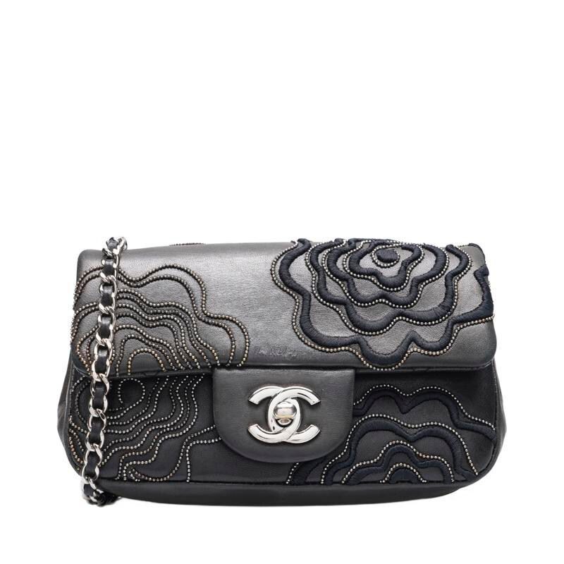 ⭐️CHANEL⭐️カメリア CHANEL Black Camellia Flap Chain Mini Shoulder Bag 118577726