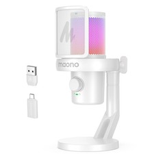 MAONO Wireless/USB Gaming PC Microphone with 6 AI Voice Changer, DM40 White ...