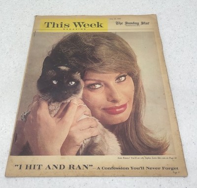 THIS WEEK MAGAZINE SUNDAY STAR MAY 29, 1960 SOPHIA LOREN I HIT I RAN VINTAGE
