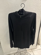 Ibex 1/2 Zip Sweater Mens Large Merino Wool Blend Black Long Sleeve Pullover