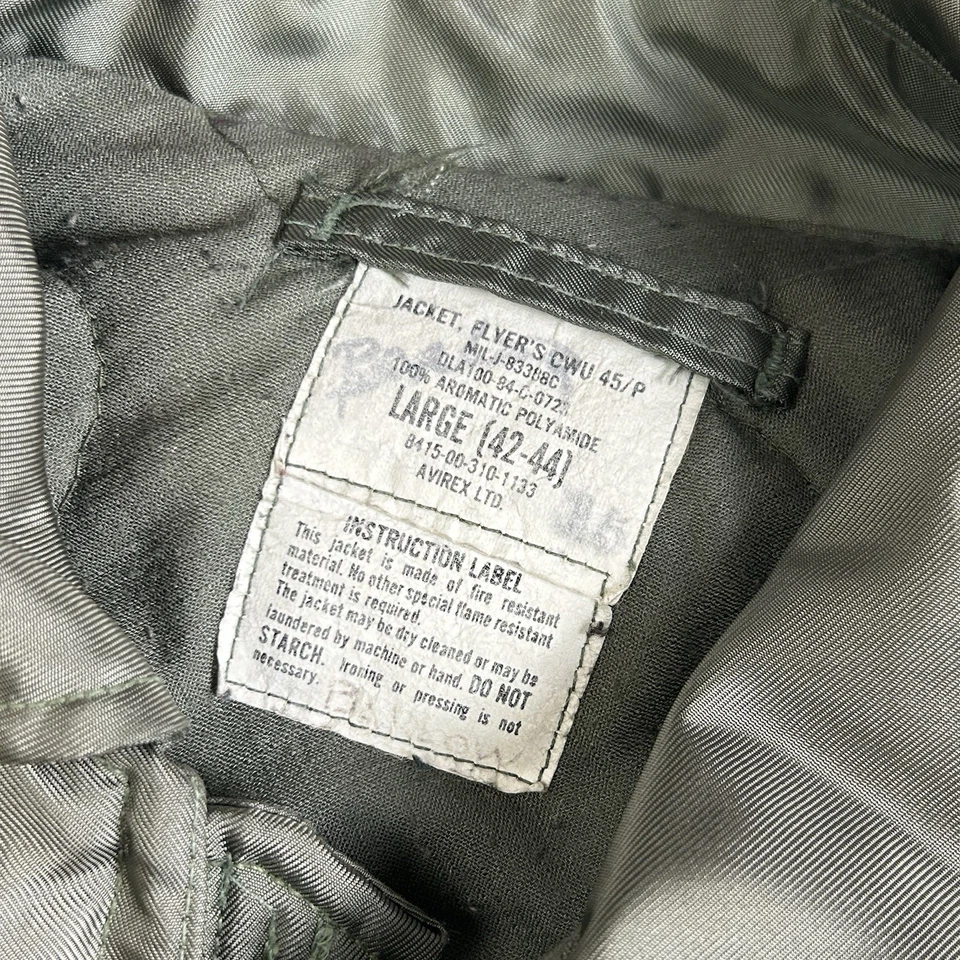 Vintage USAF Avirex CWU-45p Pilot Large Flight Jacket - Image 2 of 4
