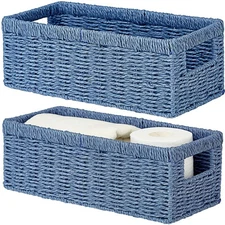 Wicker Storage Basket, Paper Rope Wicker Baskets with Handles, Toilet Paper B...